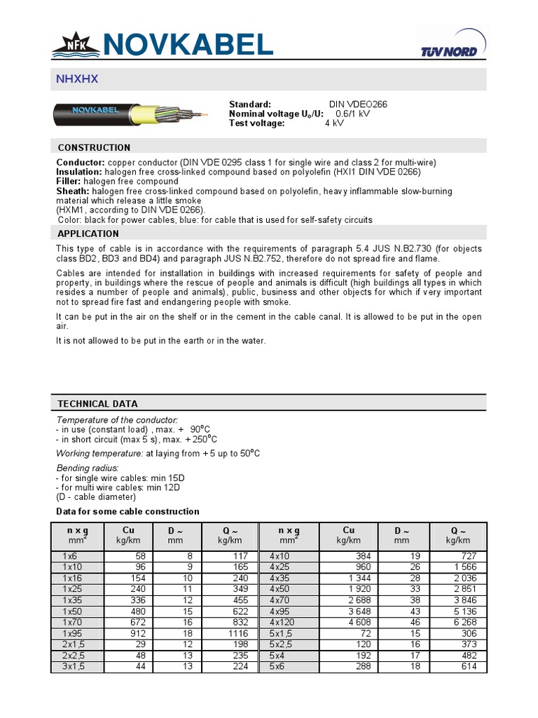 Halogen-Free Power Cable Specifications | PDF | Power Engineering ...