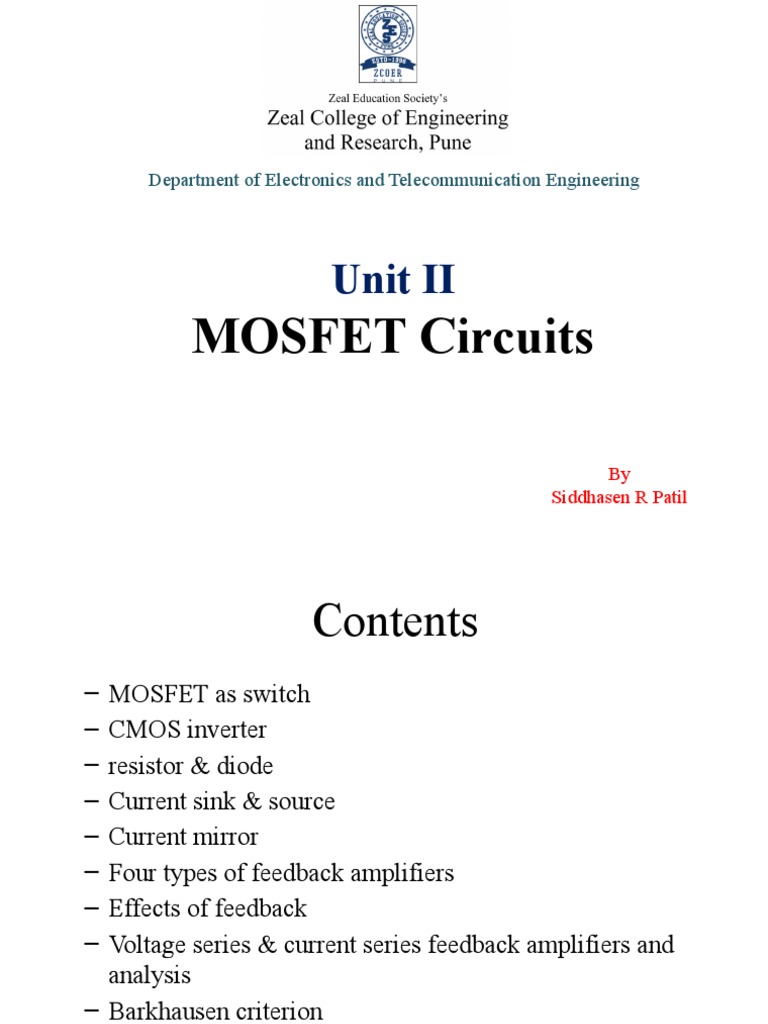 Types of Feedback in MOSFET Circuits | PDF | Amplifier | Mosfet