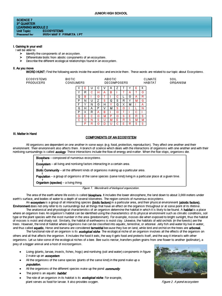 GRADE 7 - SCIENCE Q3 Wk2 Module | PDF | Parasitism | Ecosystem