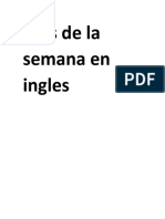 Días de La Semana en Ingles