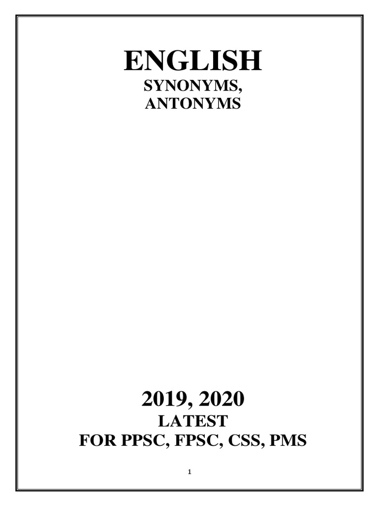 Synonyms and Antonyms Guide | PDF