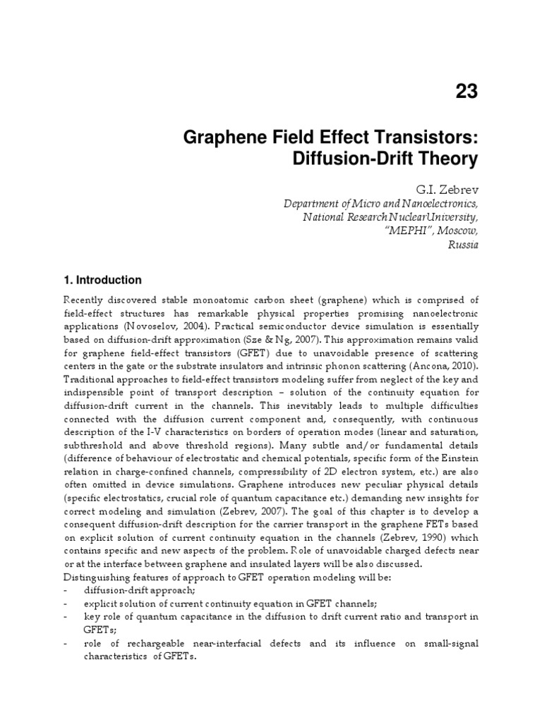 Graphene Field Effect Transistors Diffusion-Drift Theory | PDF | Field ...