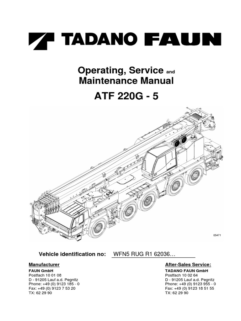Tadano ATF 220G5 Operating, Service and Maintenance Manual PDF