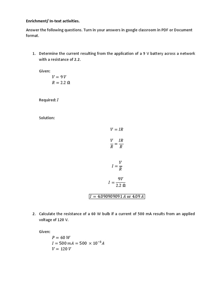 Electrical Calculations for Current and Resistance | PDF | Electrical ...