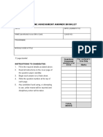 Online Assessment Answer Booklet: Questions Answered For Lecturer's Use Only Marks