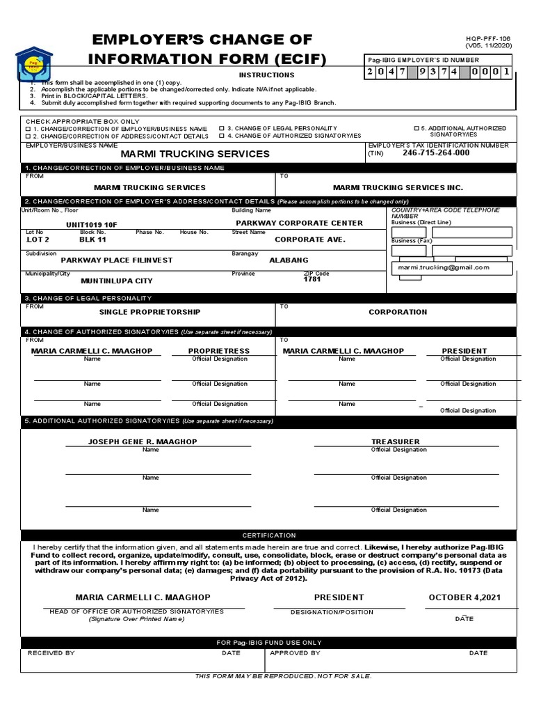Pag-IBIG Employer Change Form 2025 | PDF | Business | Justice