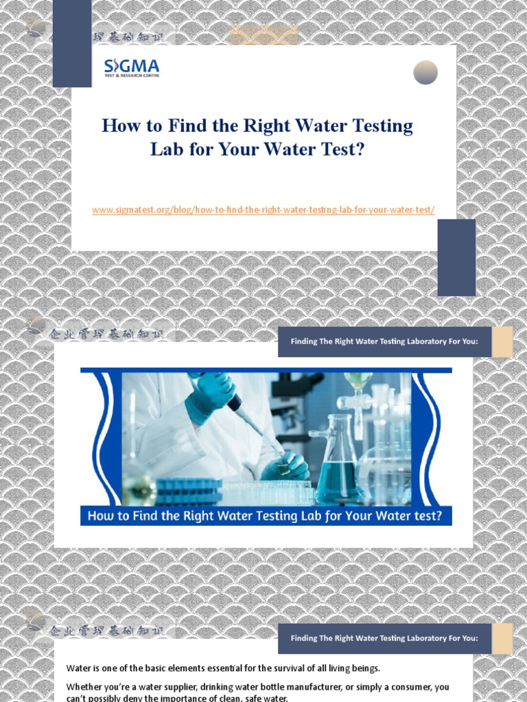 Choosing the Right Water Testing Lab | PDF | Water Quality | Drinking Water