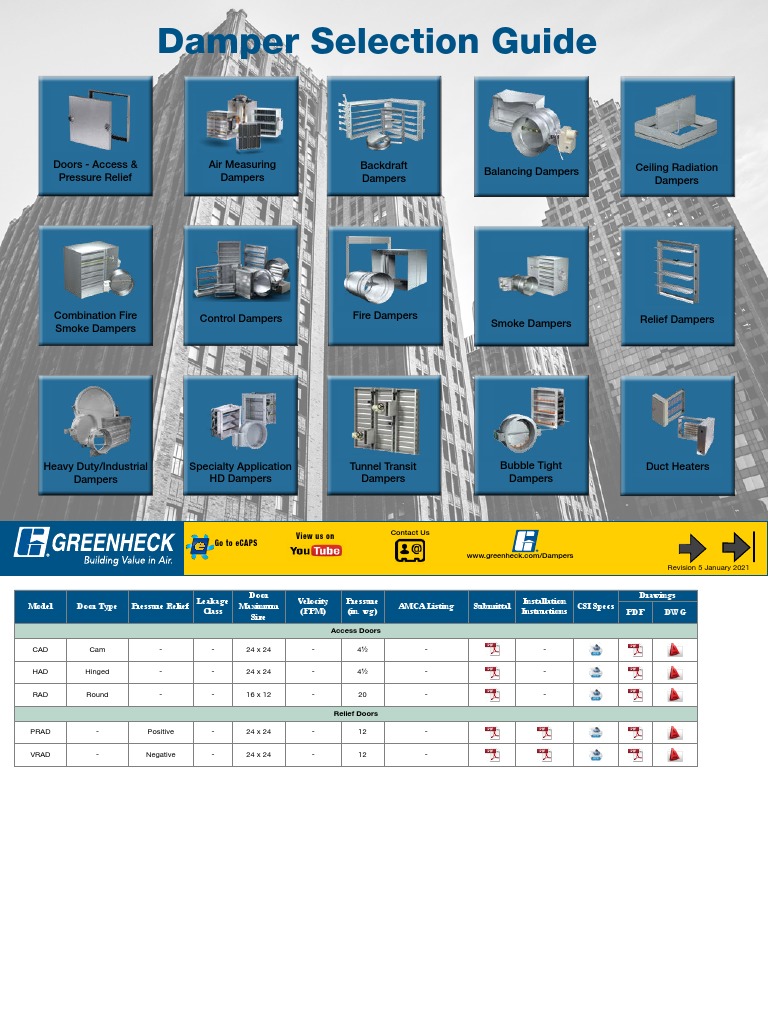 Damper Selection Guide View Us On Go To eCAPS Contact Us PDF Auto