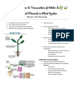 Absorption & Transocation of Water &?? Dissolved Minerals in Plant System