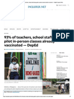 93% of Teachers, School Staff Joining Pilot In-Person Classes Already Vaccinated - Deped