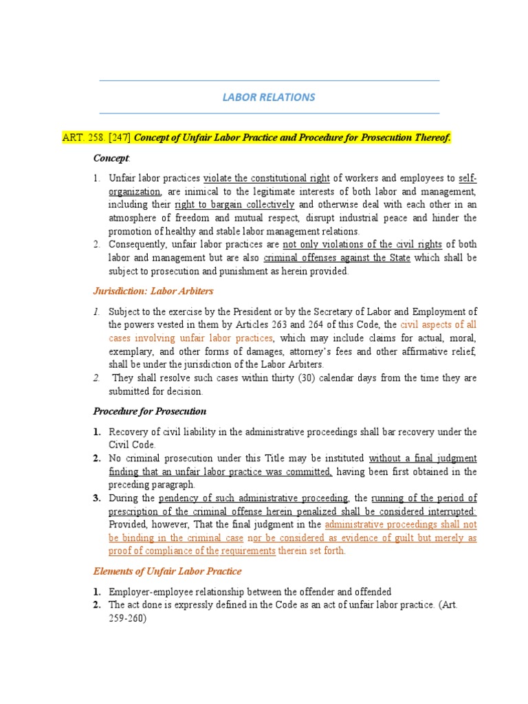 Mid's Labor Relations Rviewer | PDF | Employment | Unfair Labor Practice