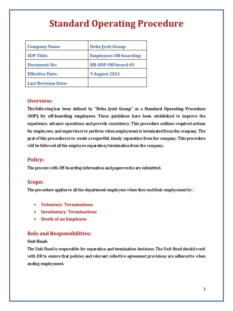 Employee Offboarding SOP Guide | PDF | Employment | Payroll