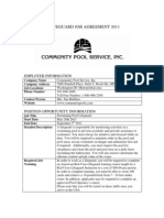 Community Pool Service. Job Agreement 2011