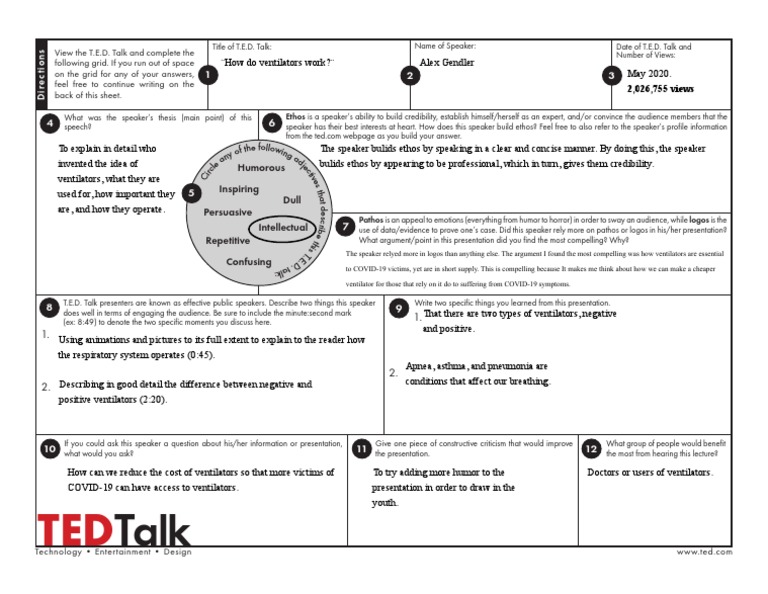Ted Talk Worksheet #1 | Download Free PDF | Communication | Cognition