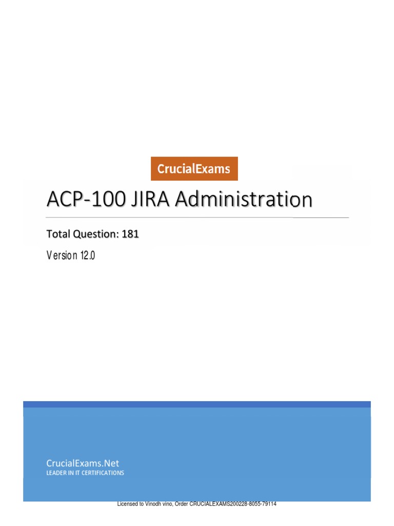 ACP-100 JIRA Admin Exam Guide | PDF | Password | Sport Utility Vehicle