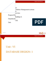 Subject Name: Database Management Systems Subject Code: 10CS54 Prepared By: Sindhuja K Department: CSE Date