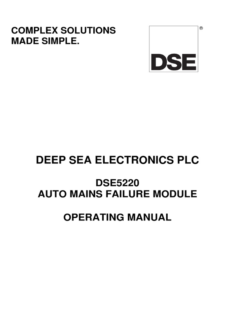 DSE5220 Auto Mains Failure Manual | PDF | Electrical Connector | Mains ...