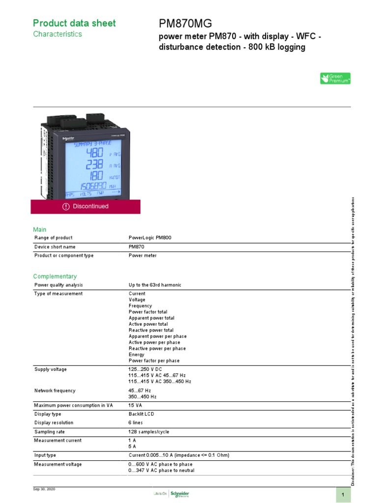 PowerLogic PM800 Series - PM870MG | PDF | Ac Power | Alternating Current