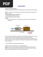 Friction Notes: E.Answer The Following Questions. 1 Answer