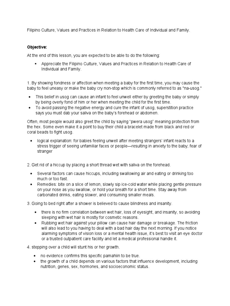 10 Filipino Culture Values And Practices In Relation To Childcare