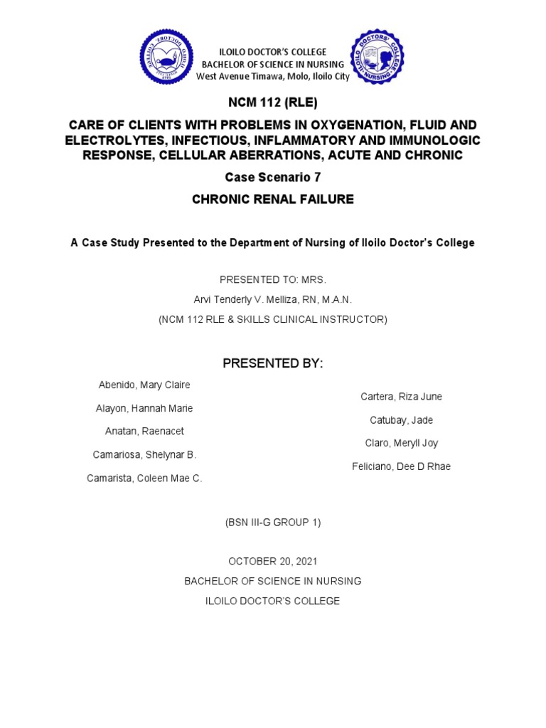 Chronic Renal Failure Case Study | PDF | Kidney | Chronic Kidney Disease
