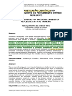 A Alfabetização Científica No Desenvolvimento Do Pensamento Crítico Reflexivo