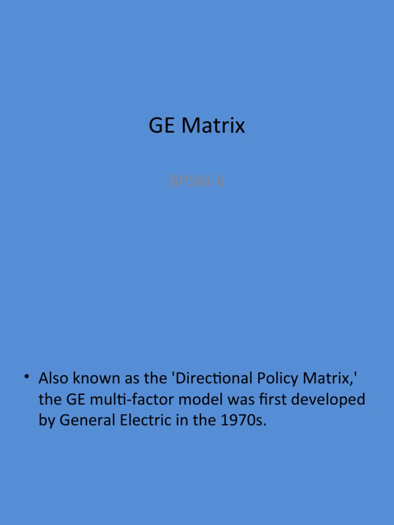 Understanding the GE Matrix Model | PDF | Business | Cartesian ...