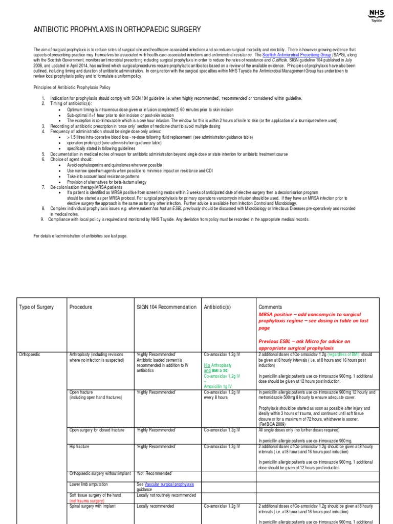 Orthopedic Surgery Antibiotic Guidelines | PDF | Surgery | Methicillin ...