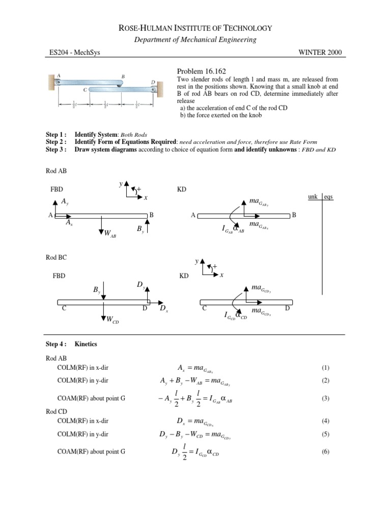 Mechanical System Dynamics Analysis | PDF | Force | Physical Quantities