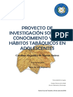 Proyecto de Investigacion Sobre El Conocimiento y Los Habitos Tabaquicos en Adolesentes.