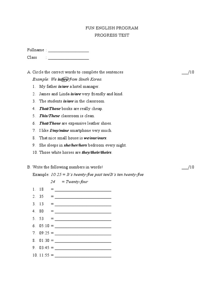Progress Test English Program | PDF | Language Arts & Discipline