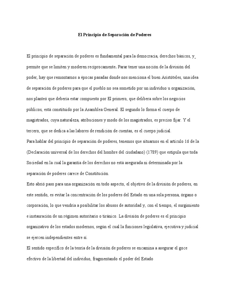 El Principio de Separación de Podere Textos | PDF | Separación de ...