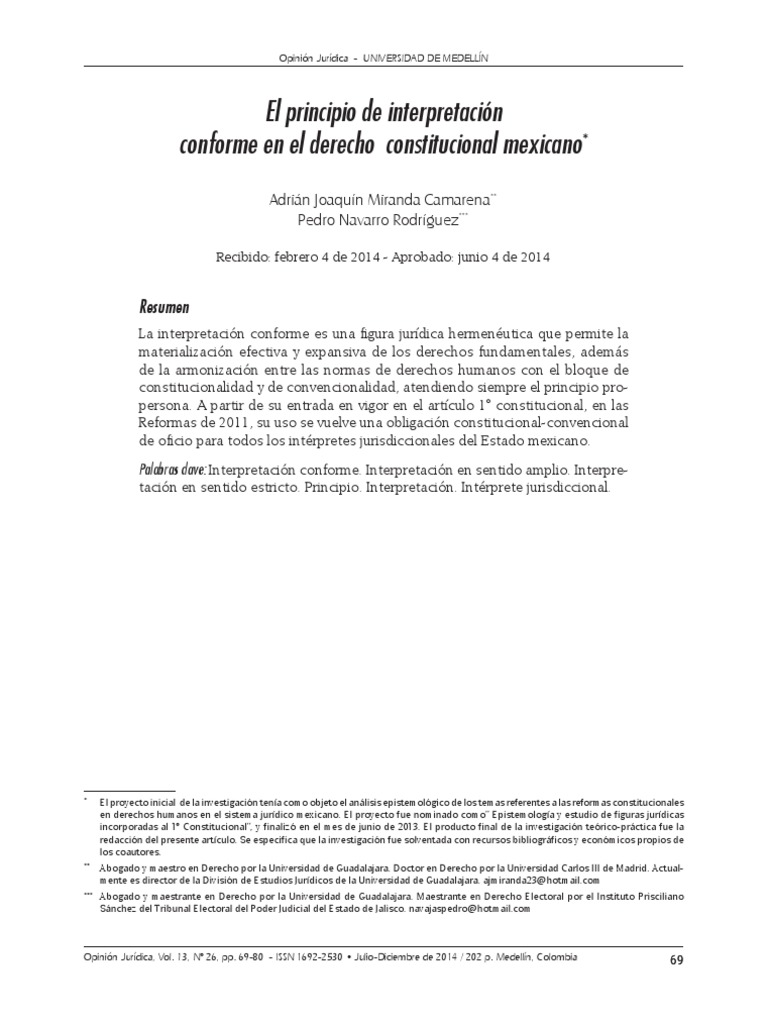 Interpretación Conforme en Derecho Mexicano | PDF | Derecho ...
