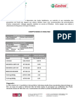 Rapport d'Analyse de l'Huile Cogenerateur Castrol Duratec MX 40