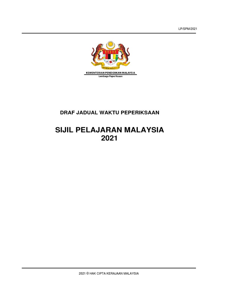 Jadual Spm 2021 Pdf