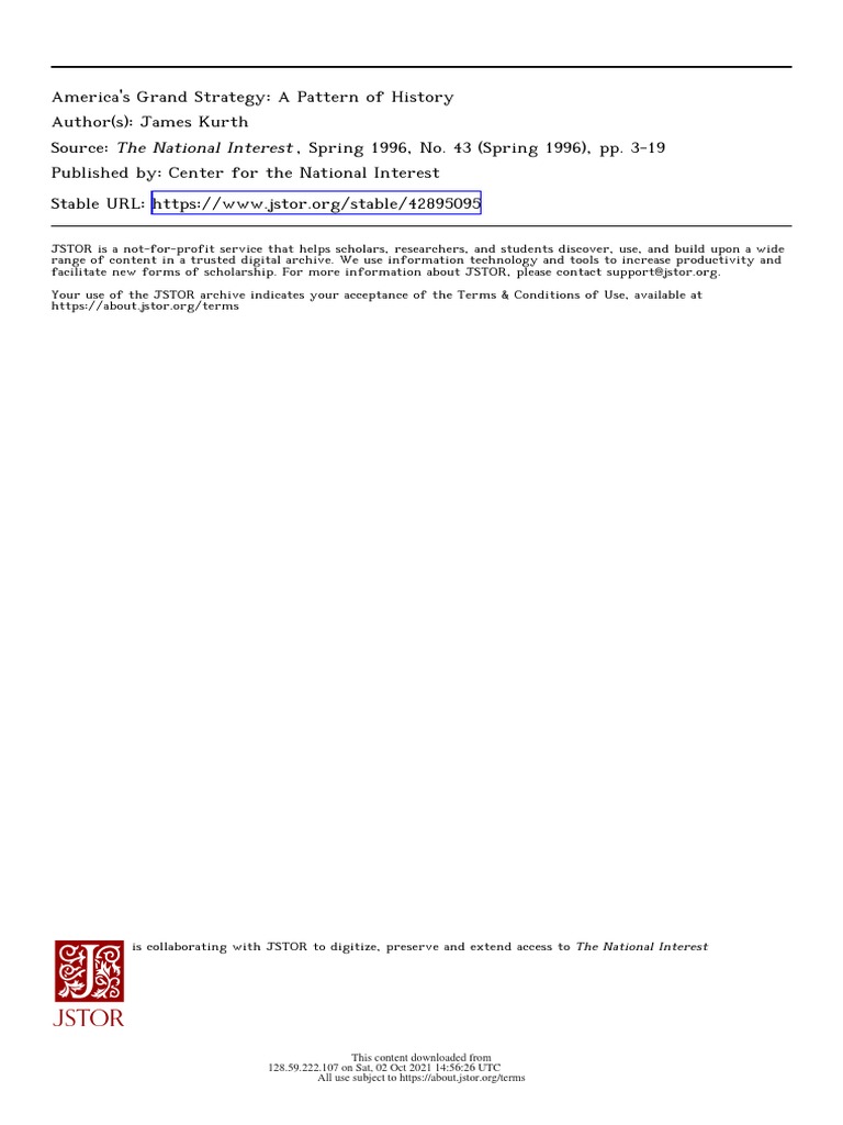America S Grand Strategy A Pattern Of History Pdf The United States