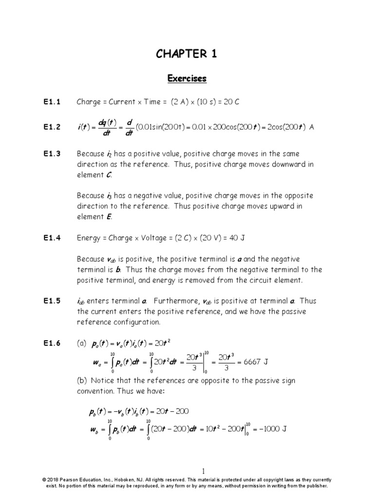 SM CH 1 Hambley 7 | PDF | Electrical Network | Potential Energy