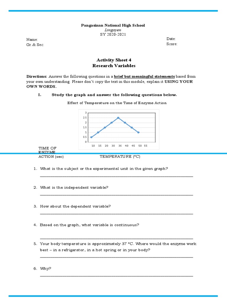 Activity Sheet 4 Research Variables SY 20202021 Name Date GR.& Sec