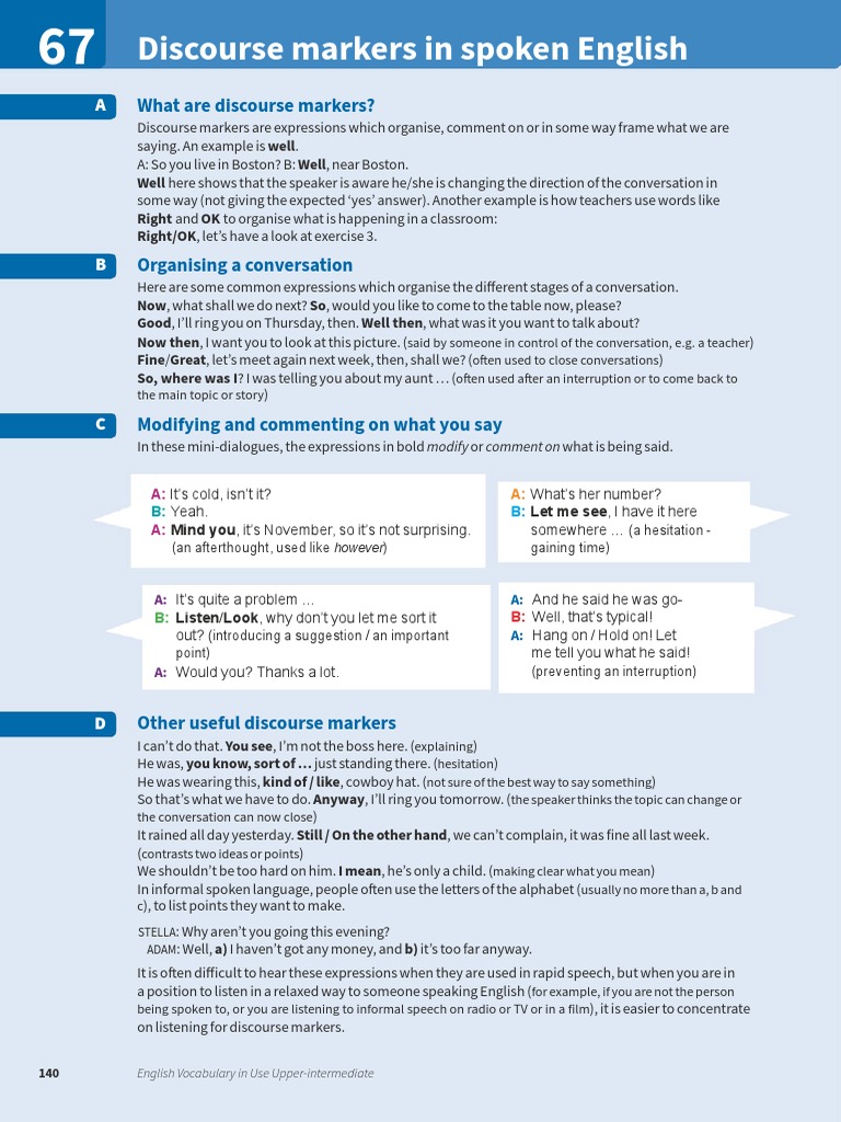 Discourse Markers in Spoken English | PDF | Language Arts & Discipline ...