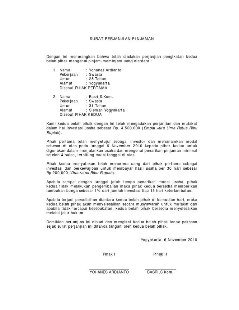 Surat Perjanjian Pinjaman  PDF