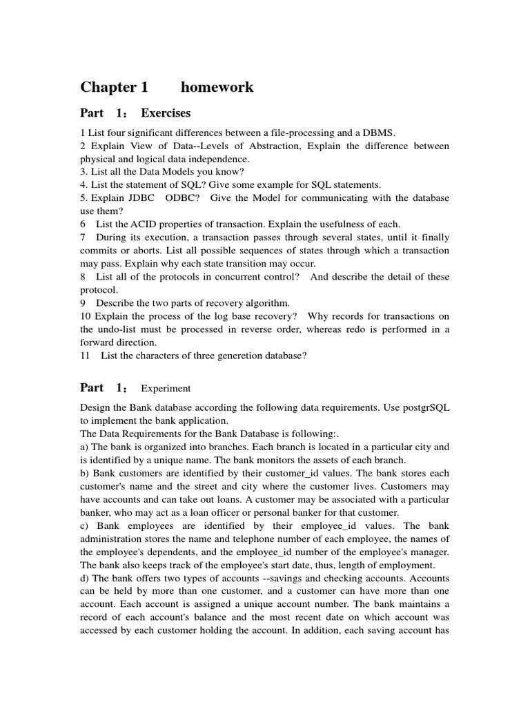 Homework Chapter 01 | PDF | Databases | Postgre Sql