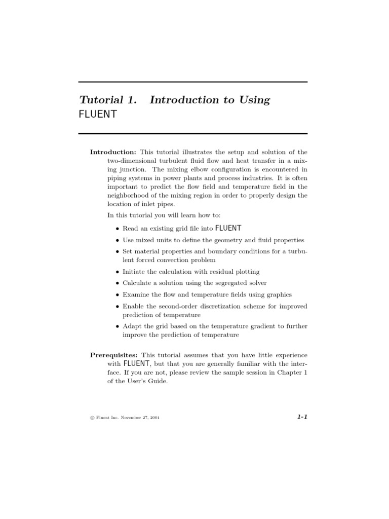Tutorial 1. Introduction To Using: Fluent | PDF | Teaching Methods ...