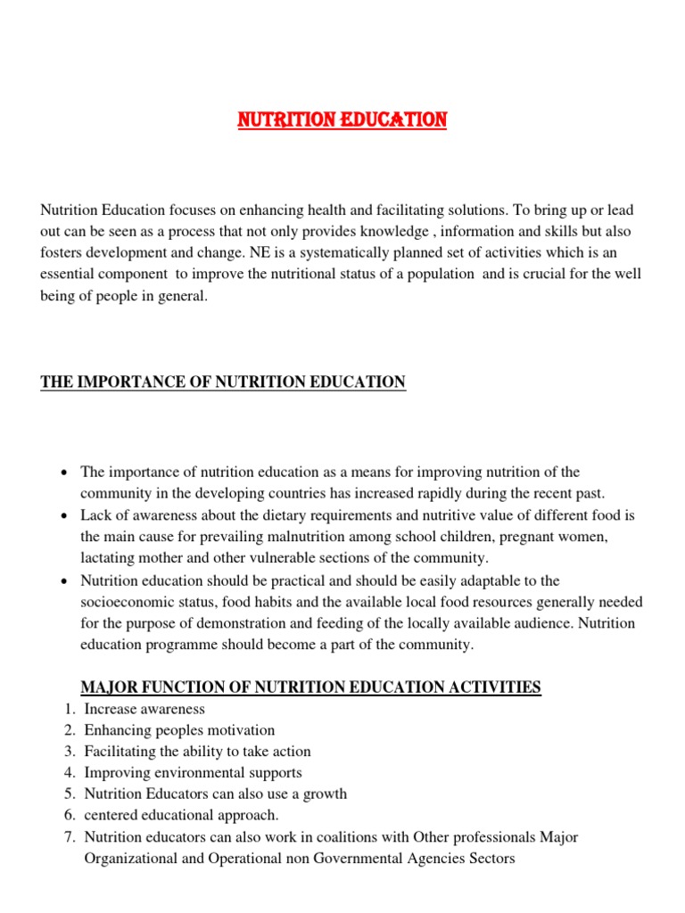 The Importance of Nutrition Education | PDF | Foods | Healthy Diet