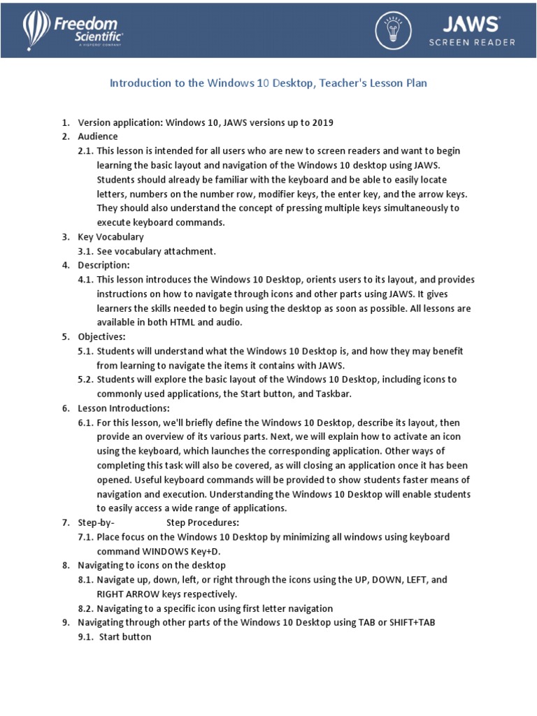 Windows 10 Desktop Lesson Plan | PDF | Software Engineering | Software ...