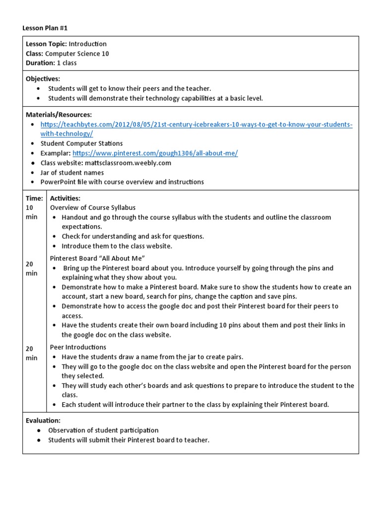 Computer Science Lesson Plans for Grade 10 | PDF | Software Development ...