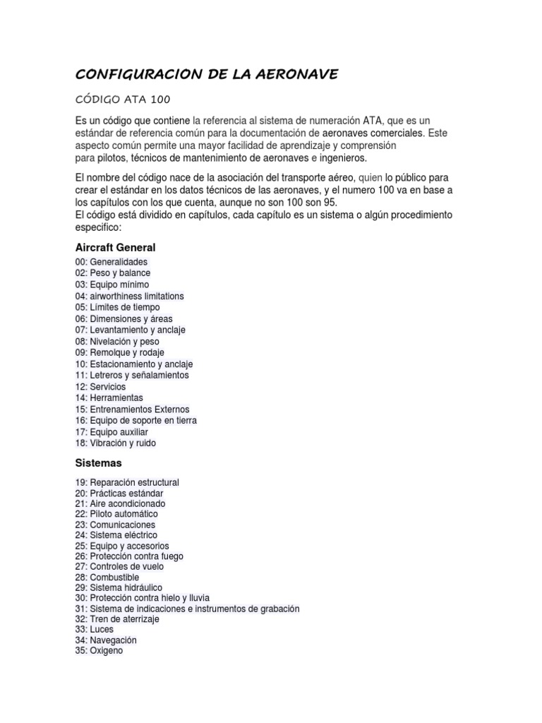Codigo Ata 100 | Descargar gratis PDF | Aeronáutica | Configuraciones ...