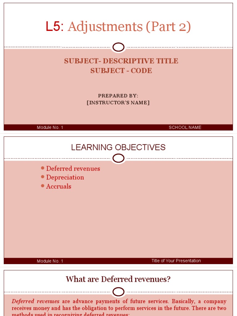 Adjustments (Part 2) : Subject-Descriptive Title Subject - Code | PDF ...