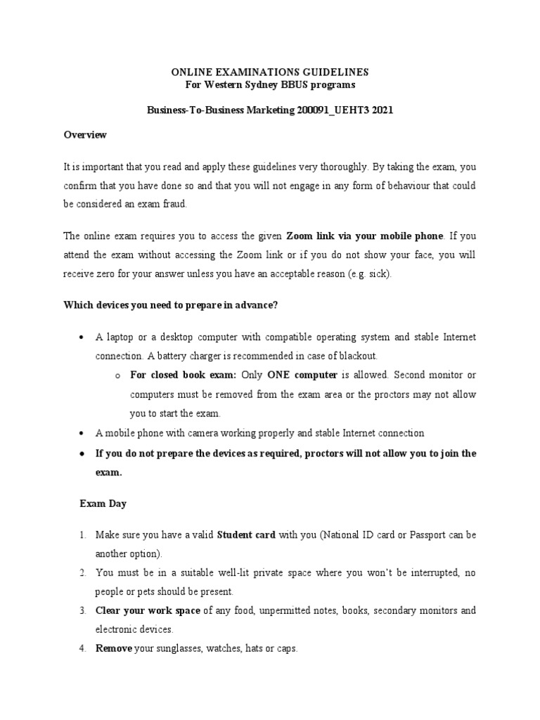 Online Exam Guidelines for BBUS Programs | PDF | Test (Assessment) | Camera