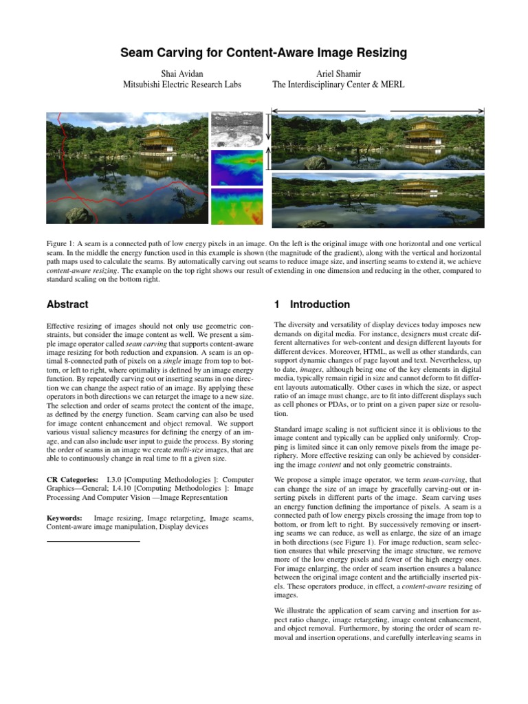 Seam Carving Image Resizing , Seam Carving for Content-Aware Image ...