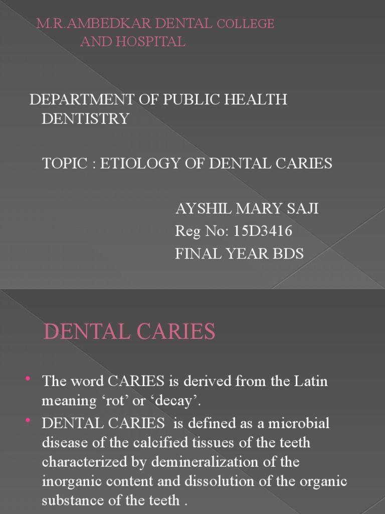 Etiology of Dental Caries Explained | PDF | Saliva | Human Tooth